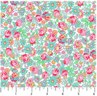 Carmon's Quilt Shop Quilting in Bloom mini rose white cotton fabric with vibrant pink and teal floral pattern