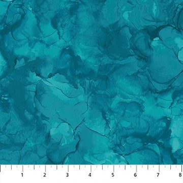 Carmon's Quilt Shop Mirage Adriatic blue 100% cotton fabric with abstract watercolor ink design. Ideal for quilting.