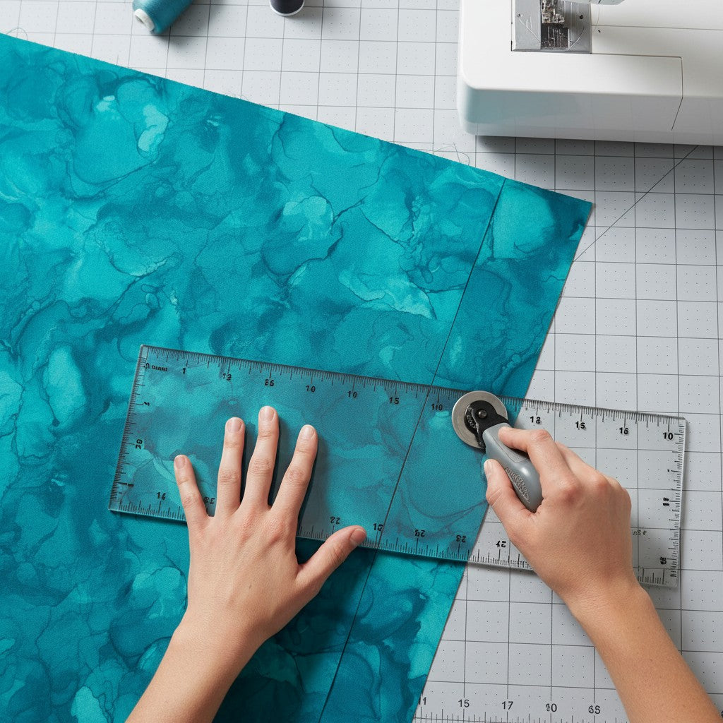 Carmon's Quilt Shop Mirage Adriatic blue watercolor abstract 100% cotton fabric. Ideal for quilting.