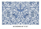 Carmon's Quilt Shop Mythic Forest blue 100% cotton fabric with intricate animal and floral pattern for quilting