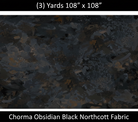 Carmon's Quilt Shop Chroma Obsidian Black 108-inch wide cotton quilt backing fabric with a textured blender design.