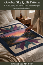 Carmon's Quilt Shop October Sky throw quilt featuring a mountain lake landscape with autumn-themed patchwork borders.