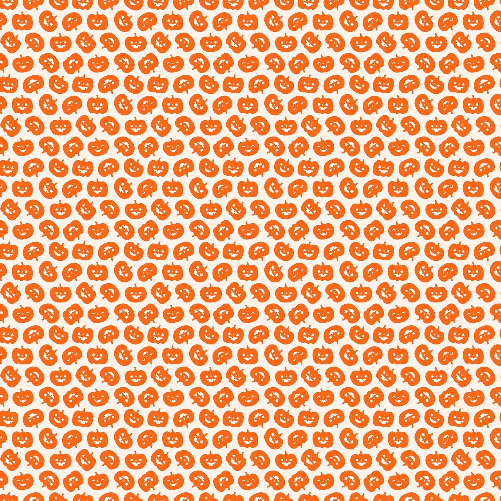 Carmon's Quilt Shop orange pumpkin print cotton fabric for Halloween quilting and seasonal sewing projects