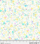 Carmon's Quilt Shop 108 inch wide cotton backing fabric with a colorful paint splatter pattern on a white background