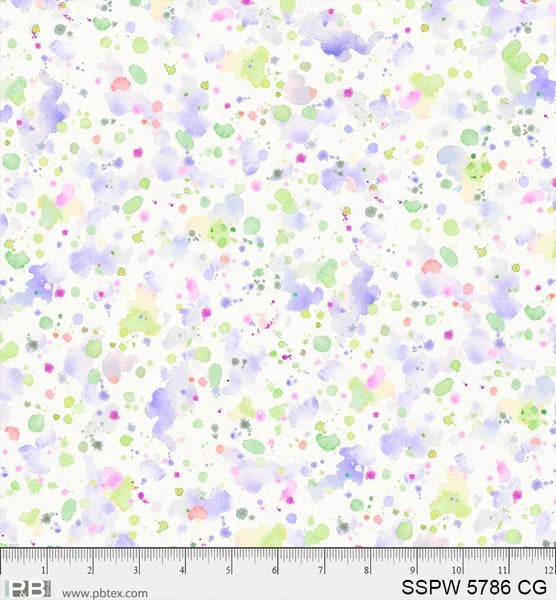 Carmon's Quilt Shop 108 inch wide cotton backing fabric featuring a colorful watercolor paint splatter pattern