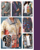 Carmon's Quilt Shop instructional guide showing various quilted patchwork jacket styles and patterns for sewists.