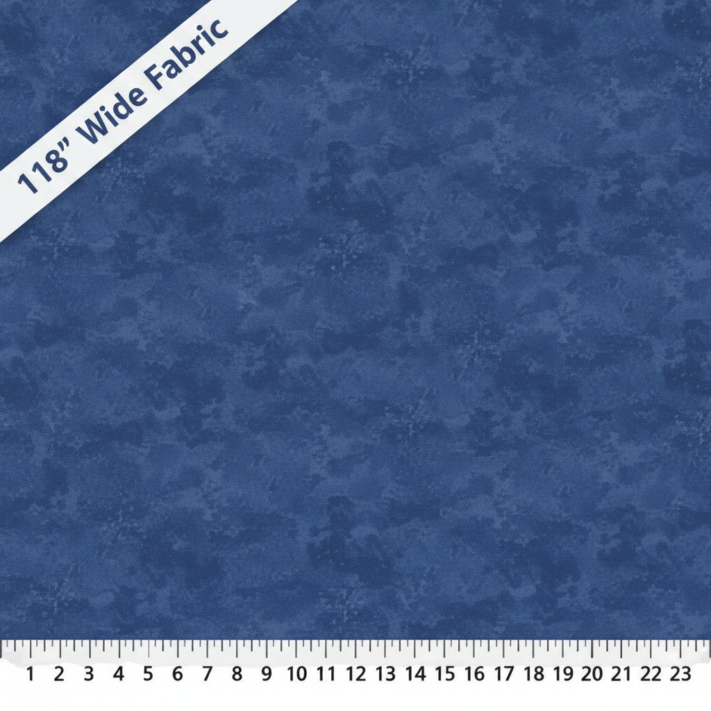 Carmon's Quilt Shop Toscana Patriot Blue 118-inch wide cotton quilt backing fabric with a textured tonal design.