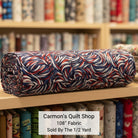 Carmon's Quilt Shop patriotic swirl 108 inch wide cotton quilt backing fabric in red white and blue
