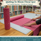 Carmon's Quilt Shop Quilting in Bloom pink floral cotton fabric being measured on a cutting mat