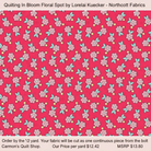Carmon's Quilt Shop Quilting in Bloom cotton fabric featuring a pink floral spot pattern with teal leaves