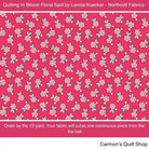 Carmon's Quilt Shop Quilting In Bloom cotton fabric featuring a pink floral spot pattern by Lorelai Kuecker for Northcott