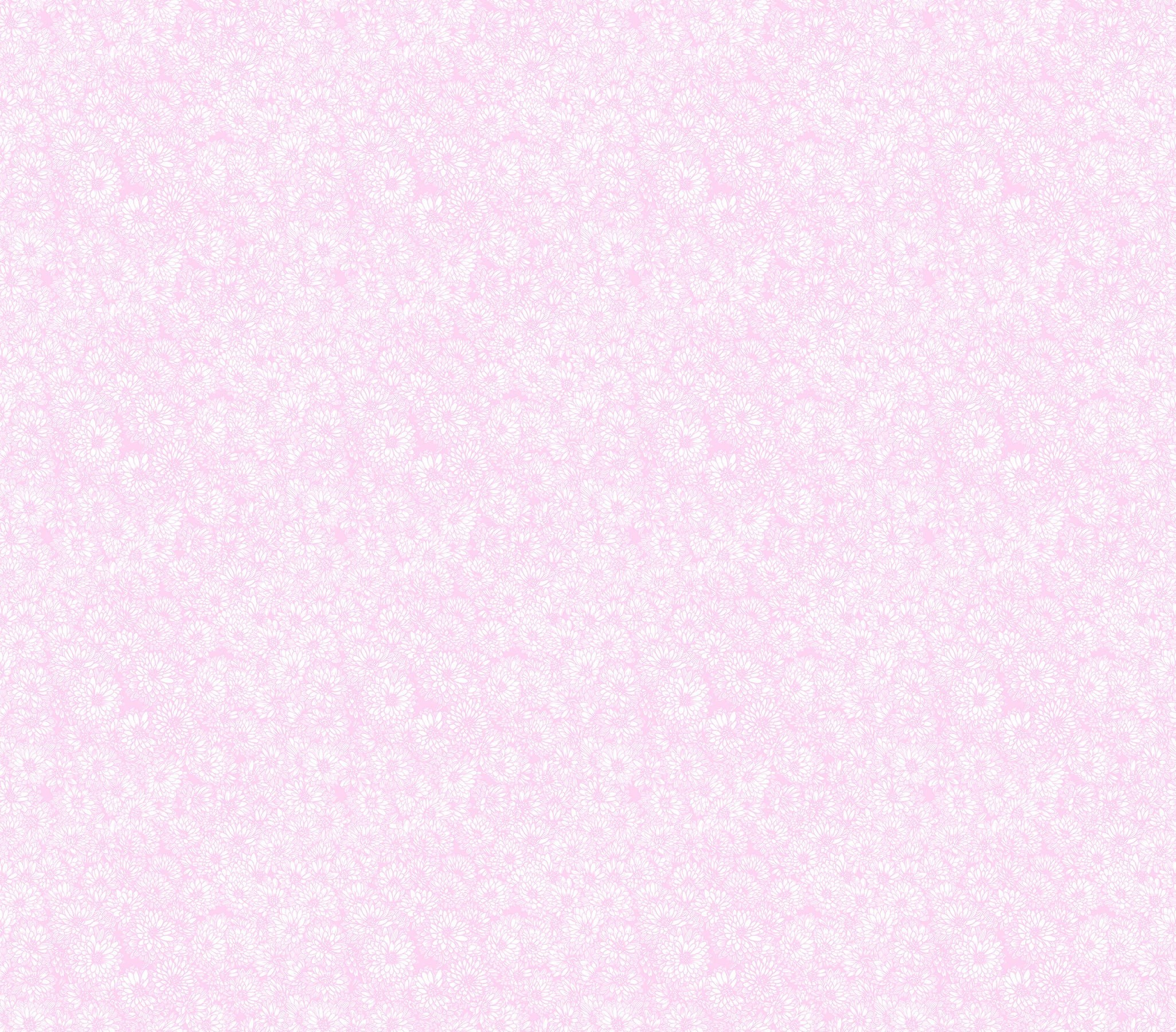 Carmon's Quilt Shop Main Street quilt kit fabric featuring a delicate white floral pattern on a soft pink background