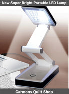 Carmons Quilt Shop Frank A. Edmunds portable white and black LED lamp with adjustable brightness for crafting