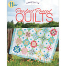 Carmon's Quilt Shop Perfect Precut Quilts pattern book cover featuring a colorful floral quilt on a wooden fence