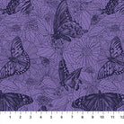 Carmon's Quilt Shop Indelible Ink fabric bundle featuring purple butterfly and floral line art patterns