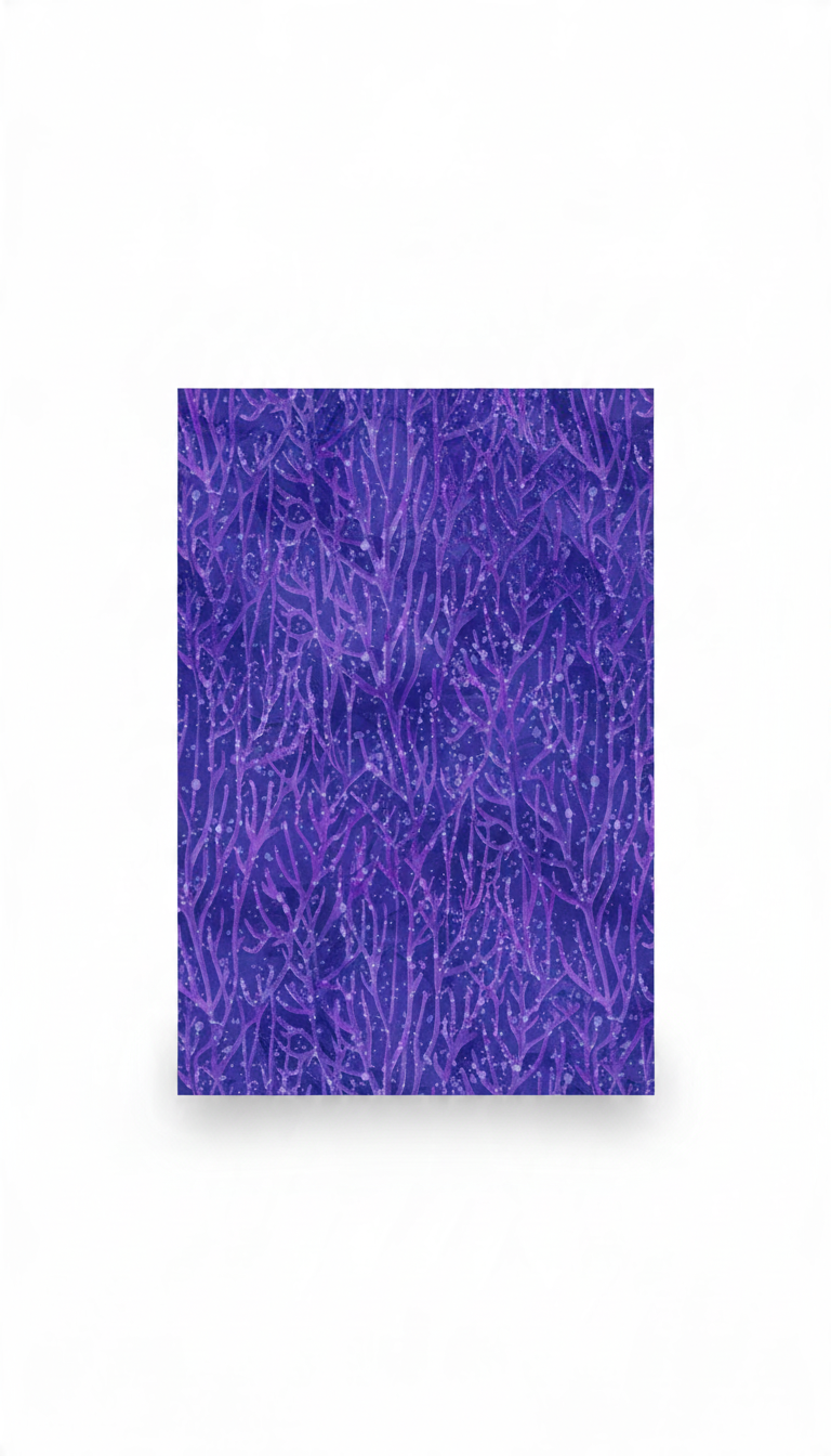 Carmon's Quilt Shop purple tonal coral reef fabric with intricate branching patterns for quilting and sewing projects.