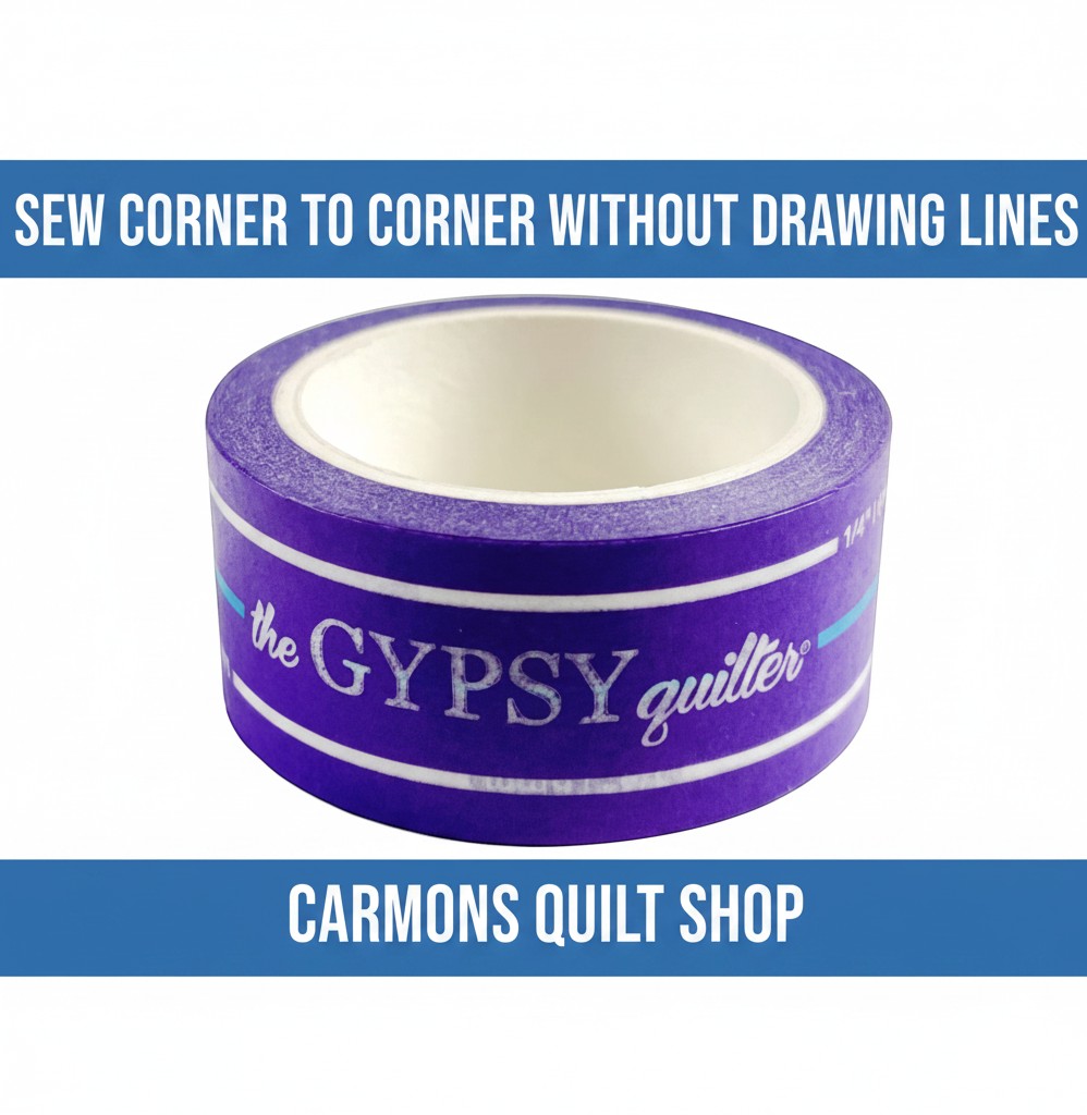 Carmon's Quilt Shop The Gypsy Quilter purple washi tape roll for precise 1/4 inch sewing and quilting seam guides
