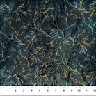 Carmon's Quilt Shop Raven's Call Black Multi dark forest branches 100% cotton quilt fabric with metallic silver and gold accents.