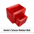 Carmon's Quilt Shop red 3D printed PLA scissor holster with two slots for organizing sewing tools