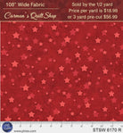 Carmon's Quilt Shop red 108 inch wide cotton backing fabric featuring a star spangled Americana pattern