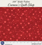Carmon's Quilt Shop red 108 inch wide cotton quilting fabric with a tonal star pattern for quilt backing