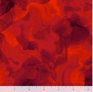 Carmon's Quilt Shop Aura 108 inch red watercolor blender cotton fabric with abstract flowing ink patterns