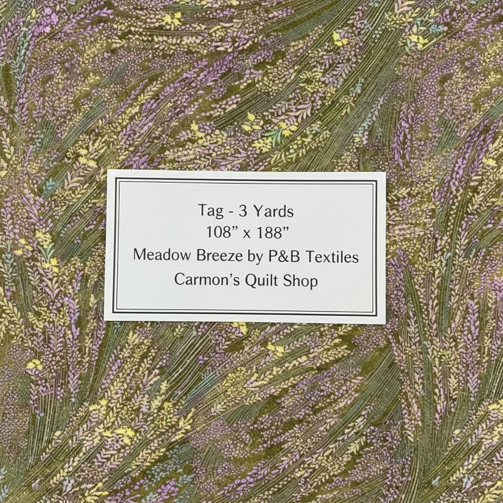 Carmon's Quilt Shop Meadow Breeze sage green floral 100% cotton 108-inch wide quilt backing fabric