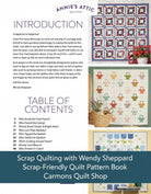 Carmon's Quilt Shop Scrap Quilting with Wendy Sheppard pattern book showing colorful scrappy quilt designs