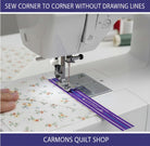 Carmon's Quilt Shop The Gypsy Quilter seam guide washi tape applied to a sewing machine for precise 1/4 inch seams