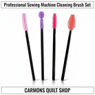 Carmon's Quilt Shop professional sewing machine cleaning brush set with four colorful silicone lint removal tools
