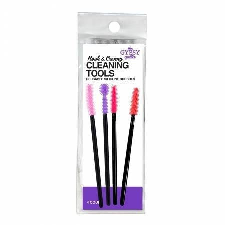 Carmon's Quilt Shop The Gypsy Quilter reusable silicone cleaning brushes with black handles in four bright colors