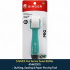 Carmon's Quilt Shop SINGER Pro Series seam roller tool in teal and white for quilting and sewing projects