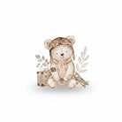 Carmon's Quilt Shop Soaring Dreams cream 100% cotton fabric with a watercolor teddy bear pilot, suitcase, and airplane. Ideal for quilting.
