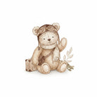 Carmon's Quilt Shop Soaring Dreams cream 100% cotton fabric with a watercolor illustration of a teddy bear aviator.