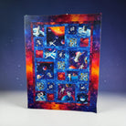 Carmon's Quilt Shop Space Odyssey Hopscotch NASA quilt kit featuring vibrant space, astronaut, and planet prints.