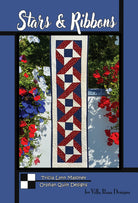 Carmon's Quilt Shop Stars & Ribbons table runner quilt pattern featuring a red, white, and blue star design