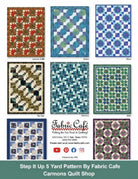 Carmon's Quilt Shop Step It Up With 5-Yard Quilts pattern book featuring eight colorful quilt design examples