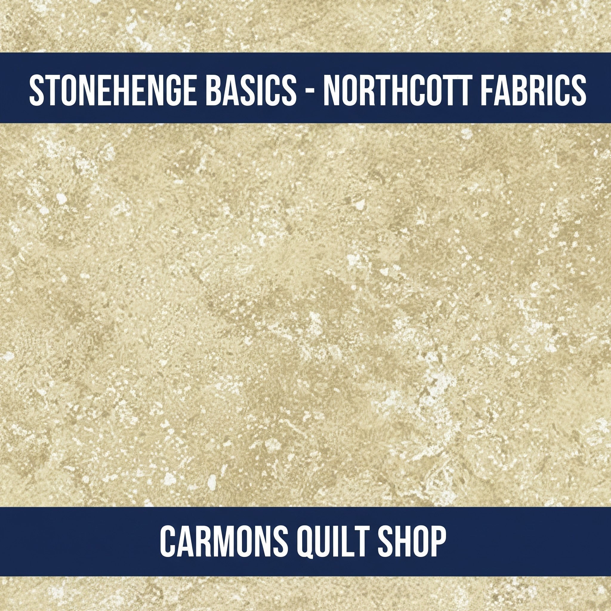 Carmon's Quilt Shop Stonehenge Basics premium cotton fabric in a textured beige stone pattern by Northcott Fabrics