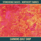 Carmon's Quilt Shop Stonehenge Basics coral 100% cotton fabric with a textured, mottled pattern for quilting.