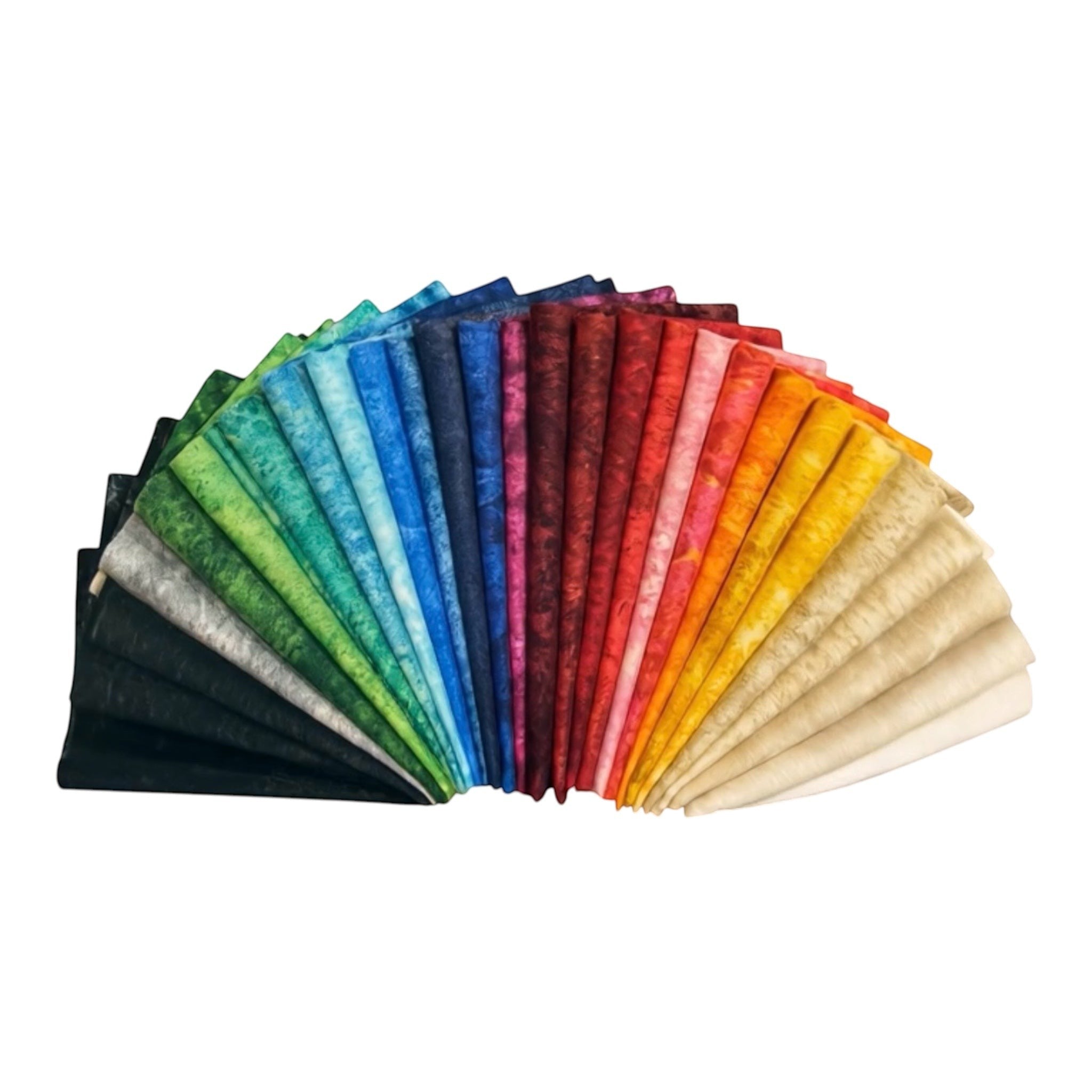 Carmon's Quilt Shop Stonehenge Basics 28-piece fabric bundle featuring a rainbow spectrum of premium cotton textures.