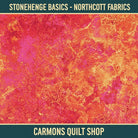 Carmon's Quilt Shop Stonehenge Basics premium cotton fabric in vibrant orange and pink textured print