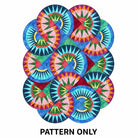 Carmon's Quilt Shop Stonehenge Beauty paper pieced star quilt pattern featuring vibrant circular geometric designs.