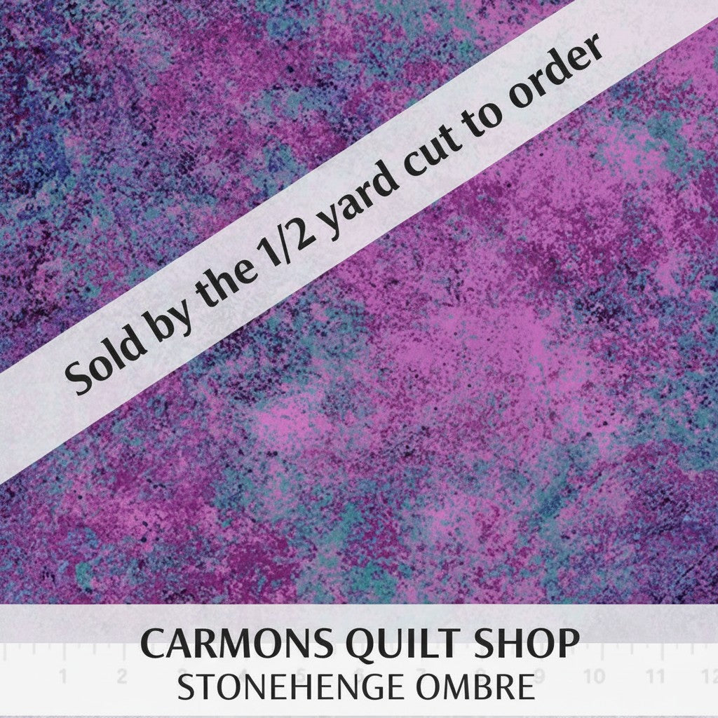 Carmon's Quilt Shop Stonehenge Gradations Ombre Night Shade 108 inch wide quilt backing fabric in purple and teal