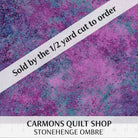 Carmon's Quilt Shop Stonehenge Gradations Ombre Night Shade 108 inch wide quilt backing fabric in purple and teal
