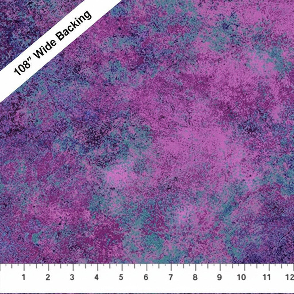 Carmon's Quilt Shop Stonehenge Gradations Ombre Night Shade 108-inch wide backing fabric with purple textured design.