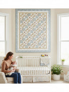 Carmon's Quilt Shop Sweet Dreams baby quilt kit featuring bears and airplanes in blue and cream 100% cotton fabric.