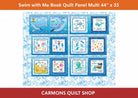 Carmon's Quilt Shop Swim with Me fabric panel featuring colorful underwater book illustrations for children's quilts.