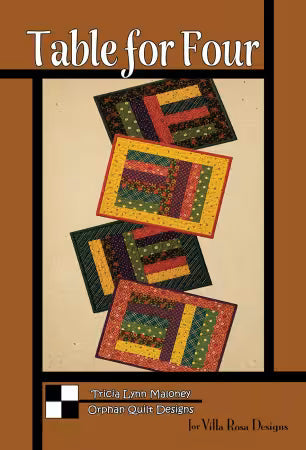 Carmon's Quilt Shop Table for Four placemat quilt pattern cover showing four colorful pieced fabric placemats