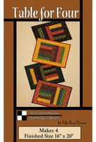 Carmon's Quilt Shop Table for Four placemat quilt pattern featuring four colorful patchwork placemats