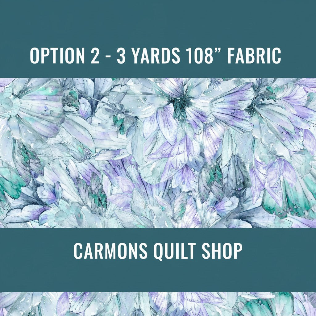 Carmon's Quilt Shop Make a Wish teal 108-inch wide cotton backing fabric with floral watercolor pattern